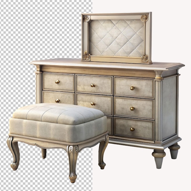 PSD a drawing of a dresser with a box that says  antique