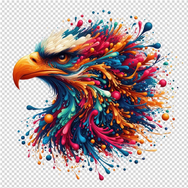 PSD a drawing of an eagle with a colorful background