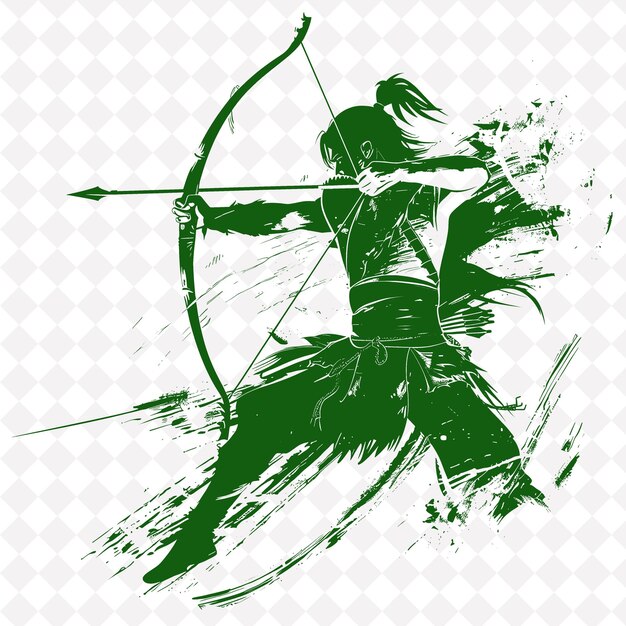 PSD a drawing of a female archer with a bow and arrow