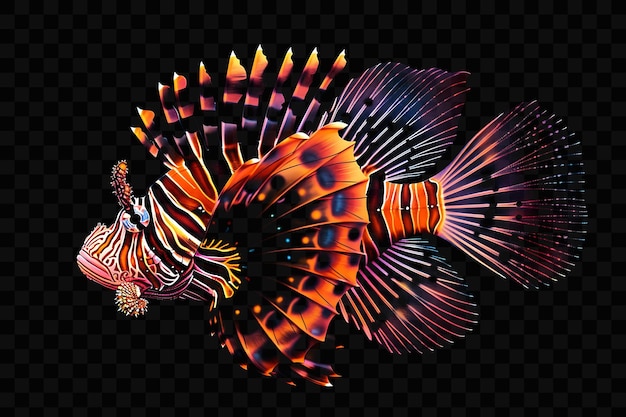PSD a drawing of a fish with orange and yellow stripes