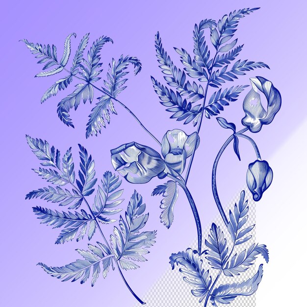 A drawing of flowers and leaves with the word quot blue quot on it