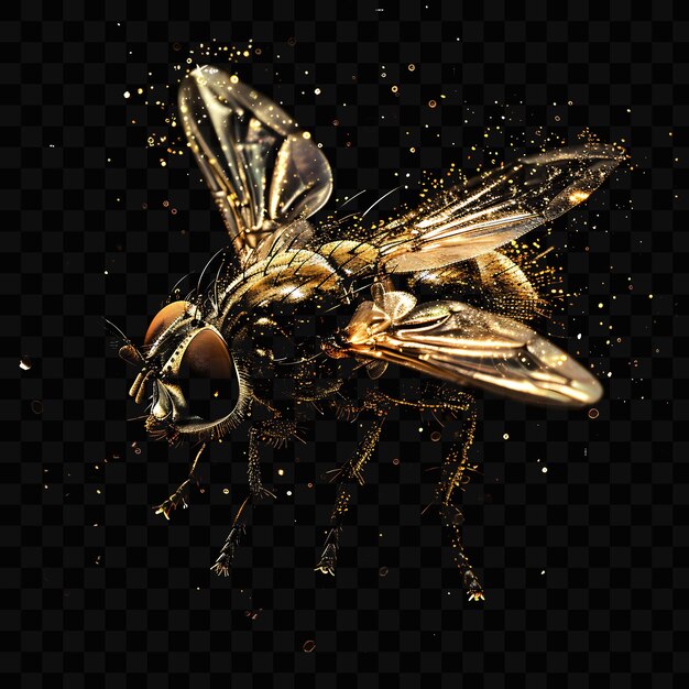 PSD a drawing of a fly with a yellow body and a black background