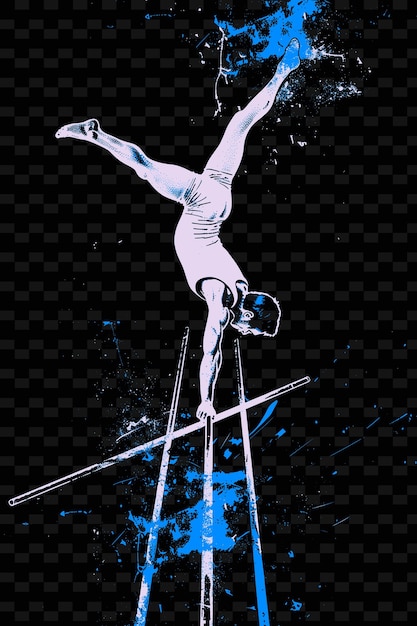 A drawing of a gymnast on a pair of skis