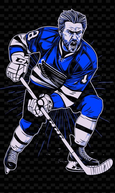 A drawing of a hockey player with the number 2 on his jersey