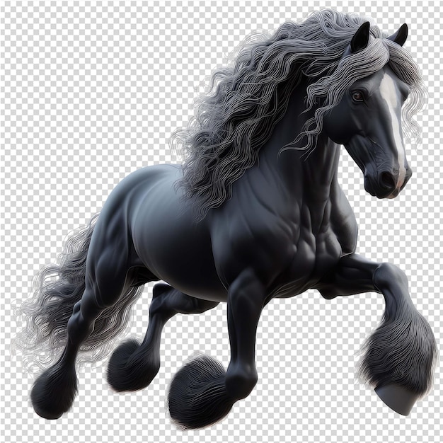 PSD a drawing of a horse with a black mane and tail