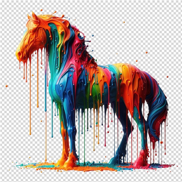 PSD a drawing of a horse with orange and blue colors on it