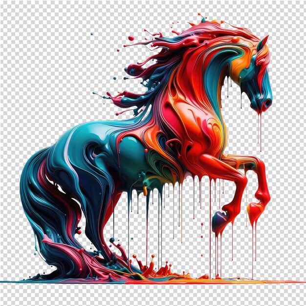 PSD a drawing of a horse with a rainbow colored mane