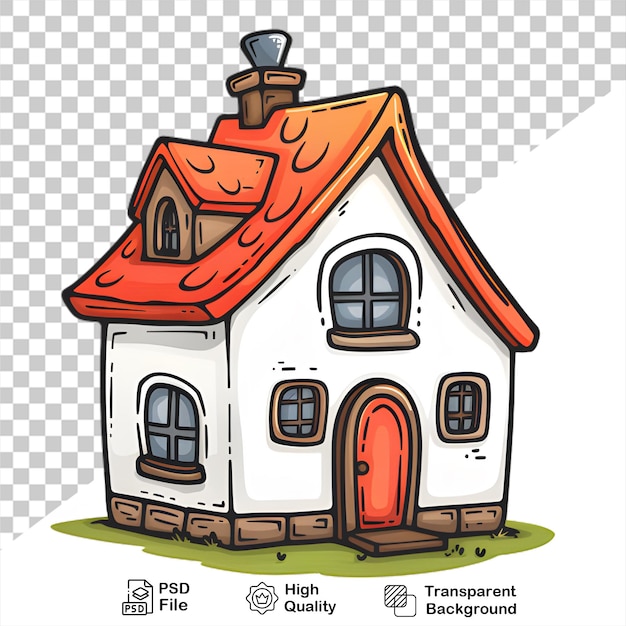 PSD a drawing of a house cartoon style isolated on transparent background