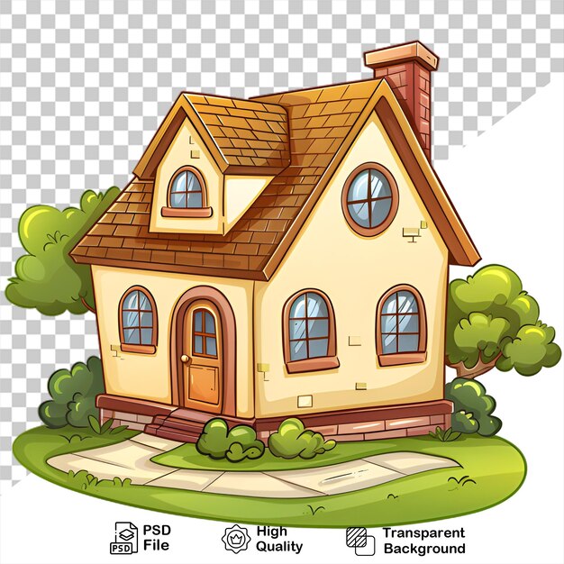 PSD a drawing of a house cartoon style isolated on transparent background