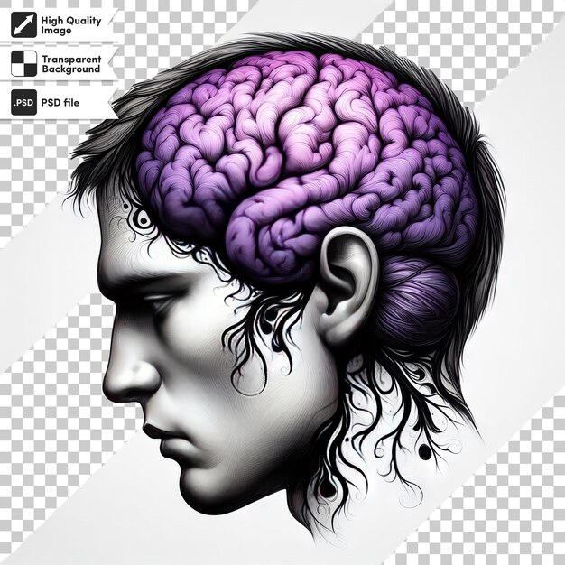 A drawing of a human head with the word brain on it