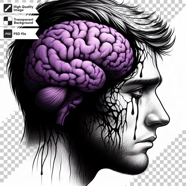 A drawing of a human head with the word brain on it