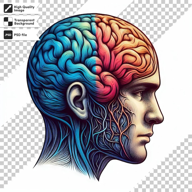 Un disegno di una testa umana con le parole cervello su di esso