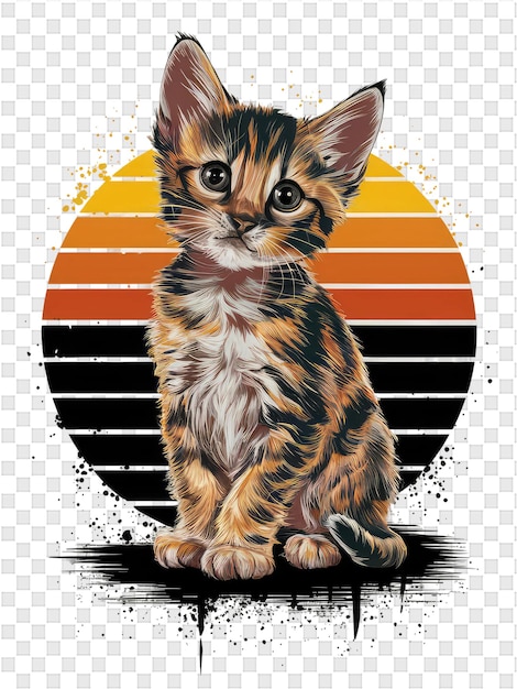 PSD a drawing of a kitten with a yellow and orange background