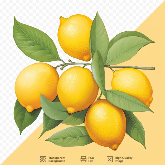 A drawing of lemons and leaves with the words 