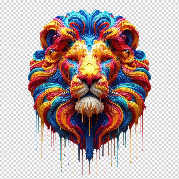 PSD a drawing of a lion head with the colors of the rainbow