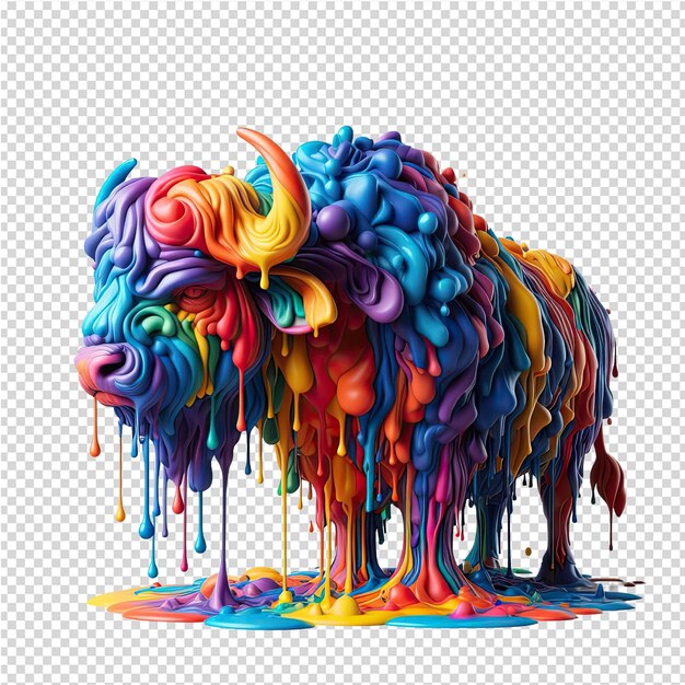 A drawing of a lion with a rainbow colored background