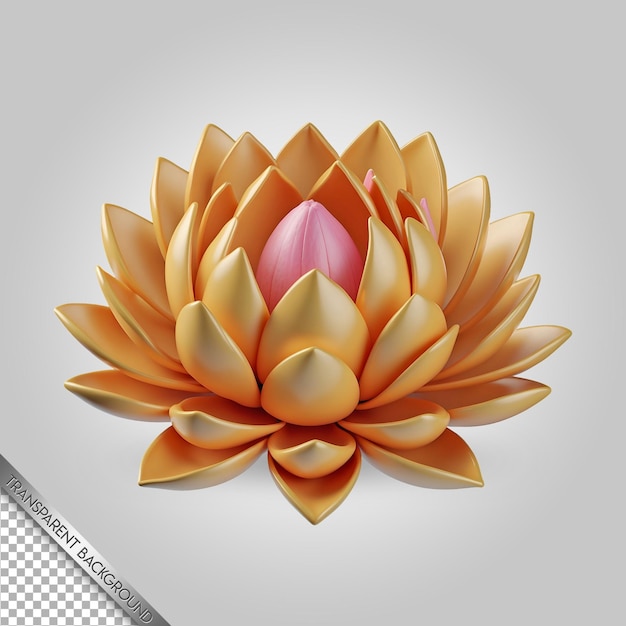 PSD un disegno di un fiore di loto con un fiore rosa su di esso