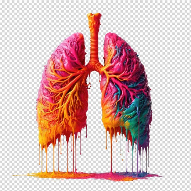 PSD a drawing of a lungs with multicolored colors