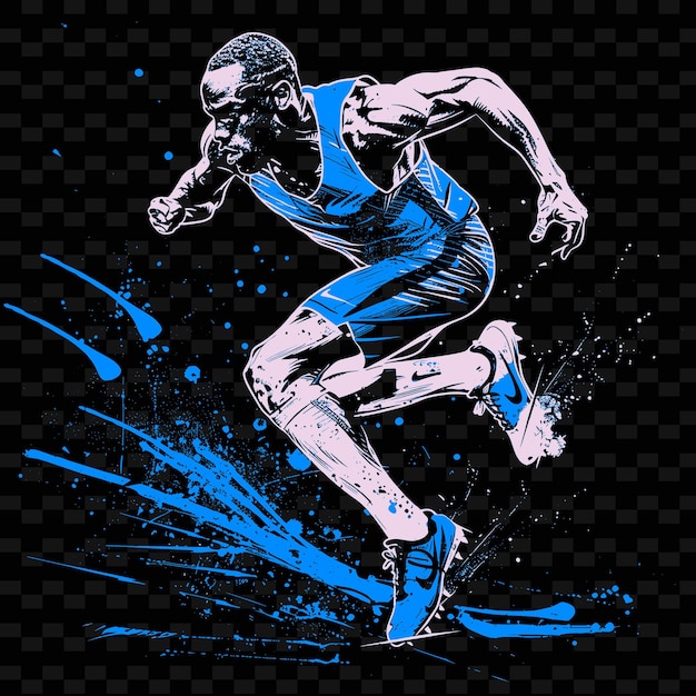 PSD a drawing of a man running with a blue shirt on