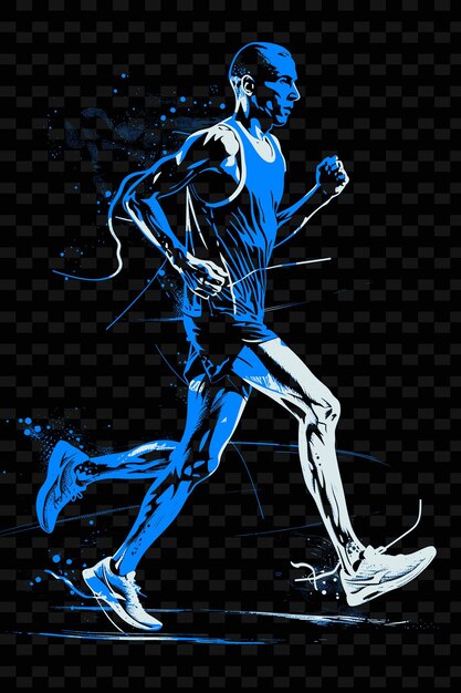 PSD a drawing of a man running with a sword in his hand