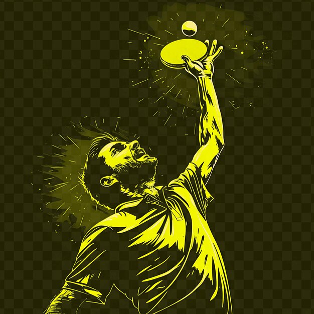 A drawing of a man throwing a frisbee with a yellow background