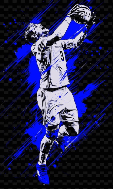 A drawing of a man wearing a white shirt with the words  soccer  on it