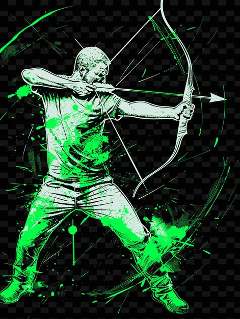 PSD a drawing of a man with a bow and arrow