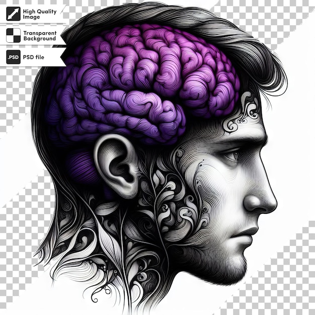 PSD a drawing of a man with a brain and the words quot brain quot on it