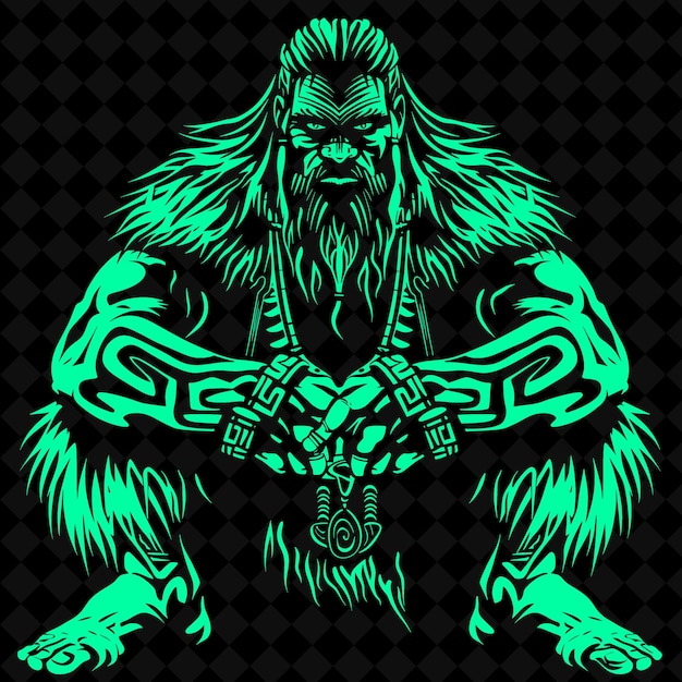 PSD a drawing of a monster with a green background