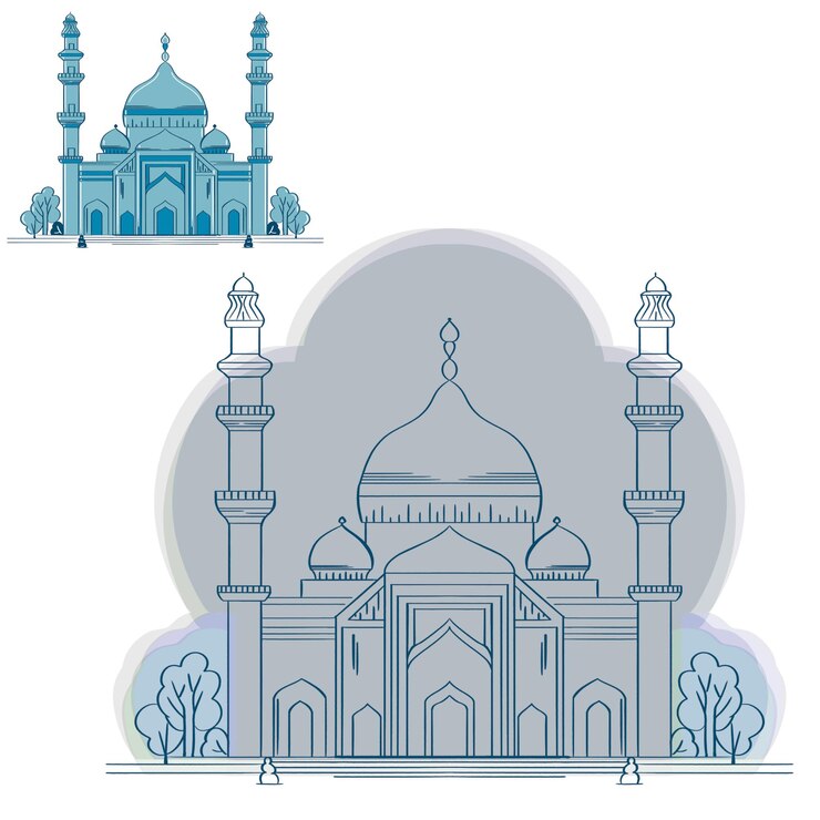 PSD a drawing of a mosque with transparent background