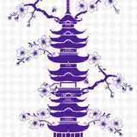 PSD a drawing of a pagoda on a white background