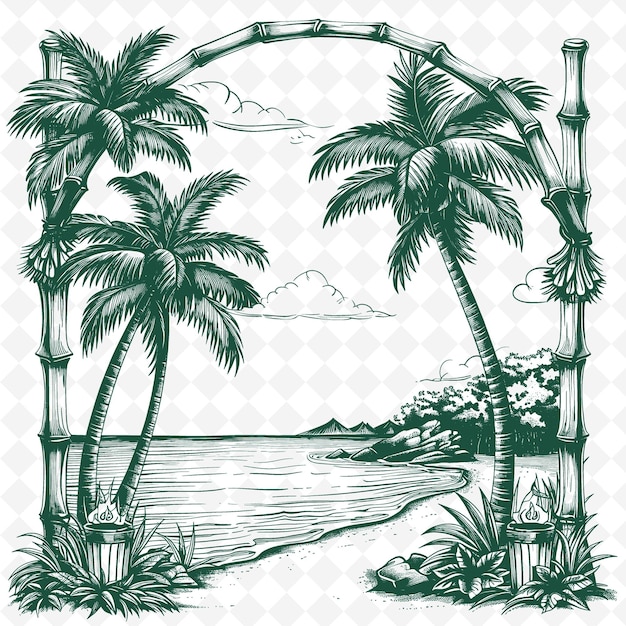 PSD a drawing of palm trees with a sign that says quot palm trees quot