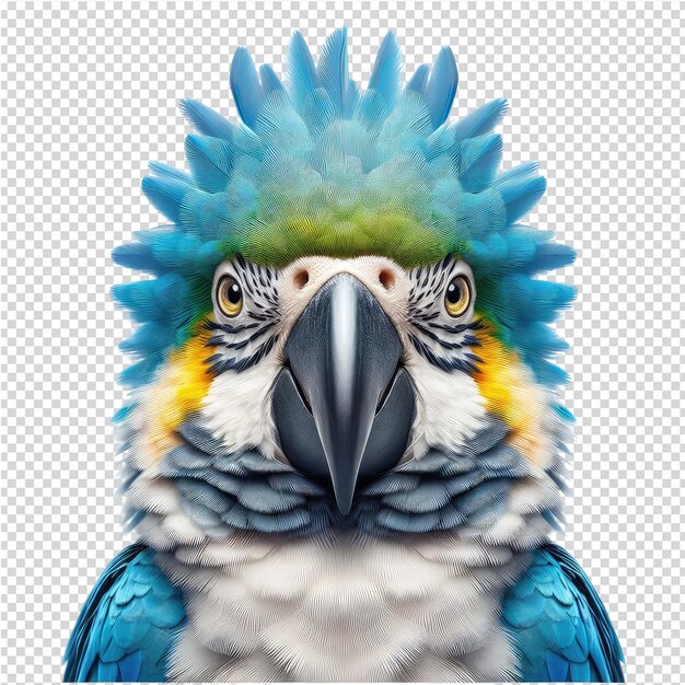 PSD a drawing of a parrot with a blue head and a blue head