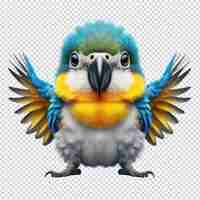 PSD a drawing of a parrot with a yellow beak and blue feathers