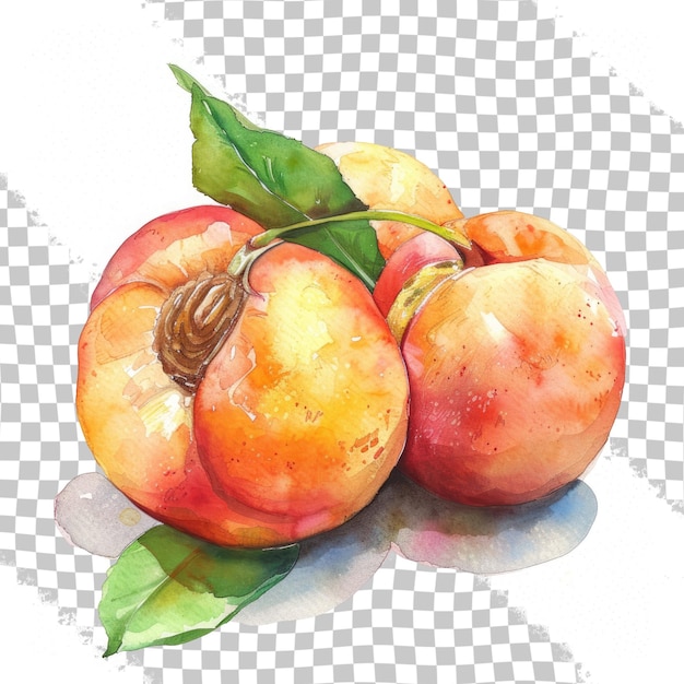 PSD a drawing of a peach with a leaf on it