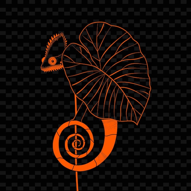 PSD un disegno di un pavone con linee arancione e arancione