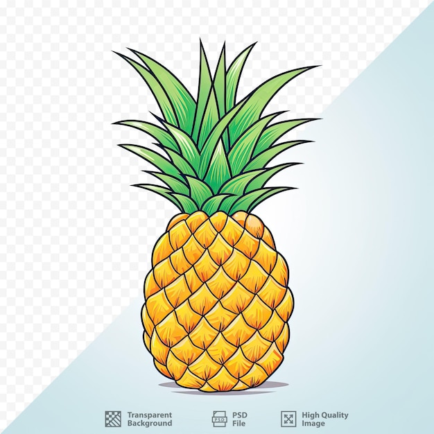 PSD un disegno di un ananas con sopra l'immagine di un ananas.