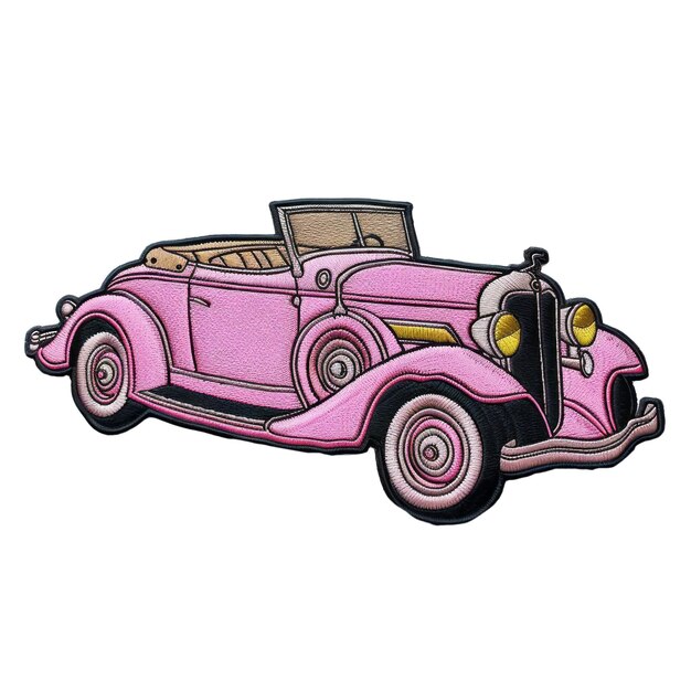 PSD a drawing of a pink car with the word  the word  on it