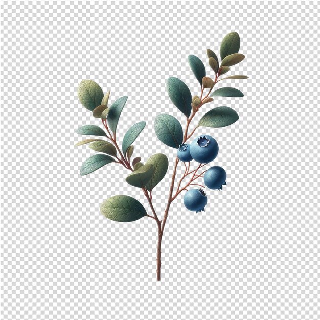 PSD a drawing of a plant with blueberries and green leaves