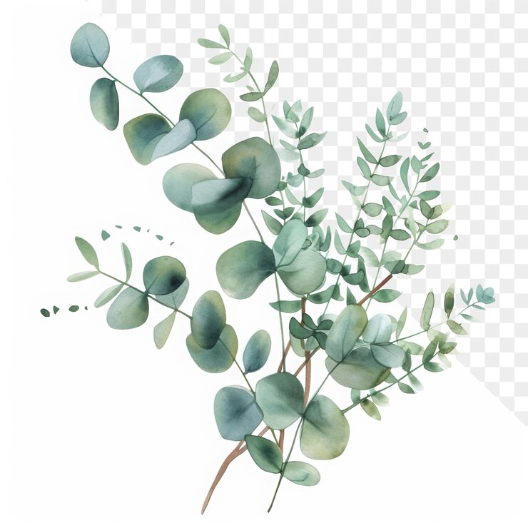 PSD a drawing of a plant with green leaves and blue flowers