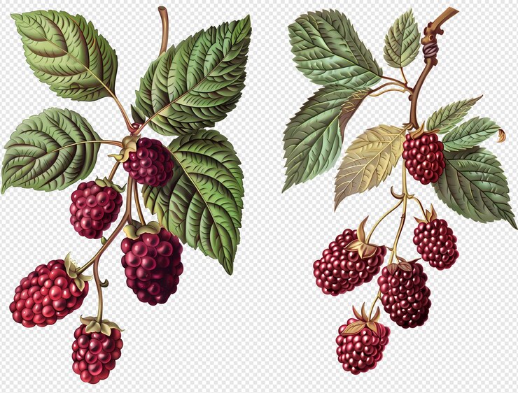 PSD a drawing of raspberry and raspberry