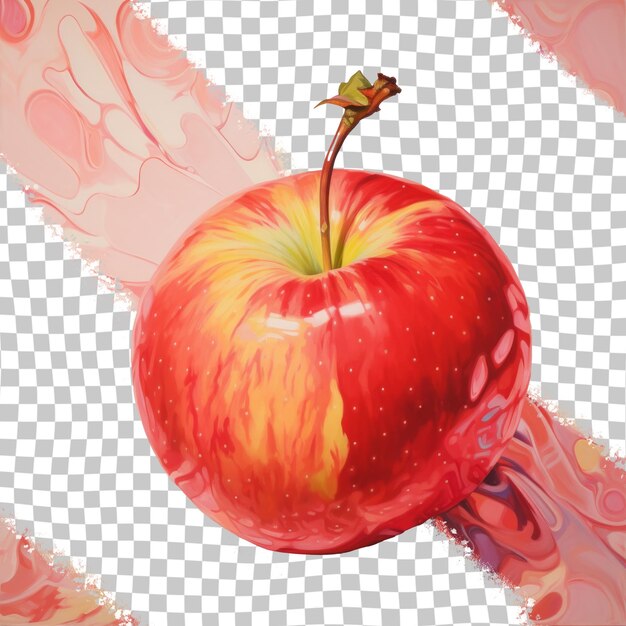 PSD a drawing of a red apple with a pink flower on it