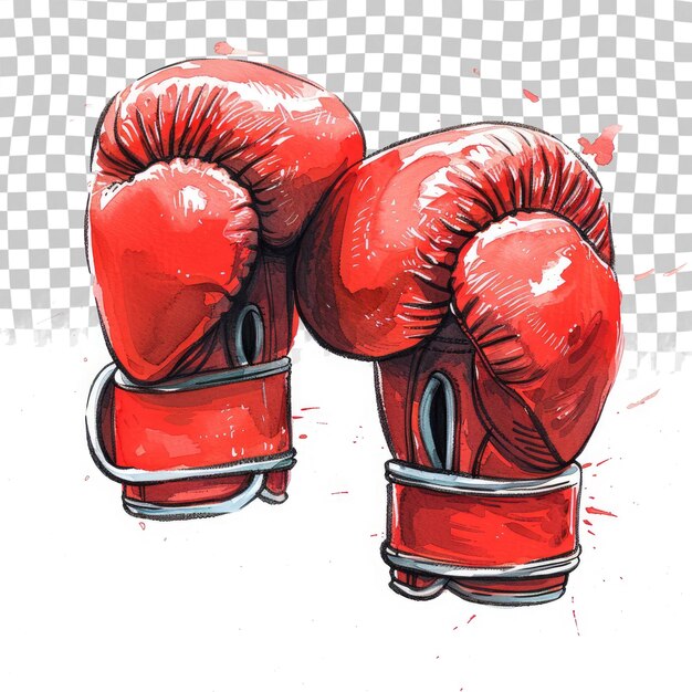 PSD un disegno di un guanto di boxe rosso con la parola boxe su di esso