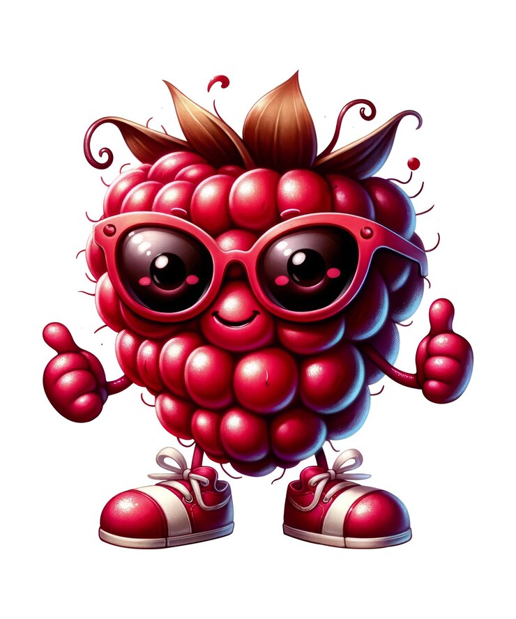 PSD a drawing of a red grapes with a pair of glasses