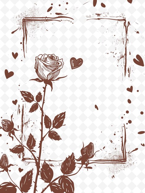 PSD a drawing of a rose with hearts and a heart on it