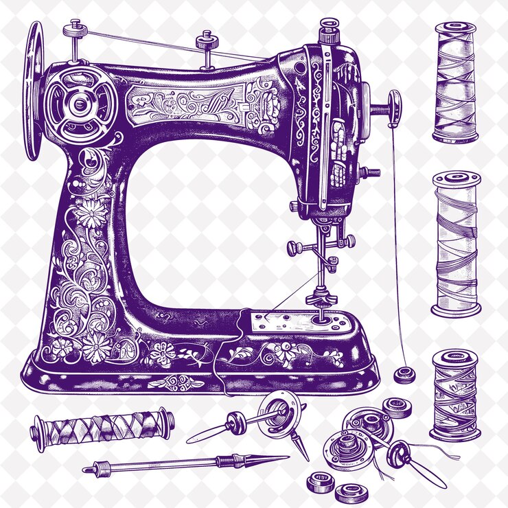 PSD a drawing of a sewing machine with a design on it