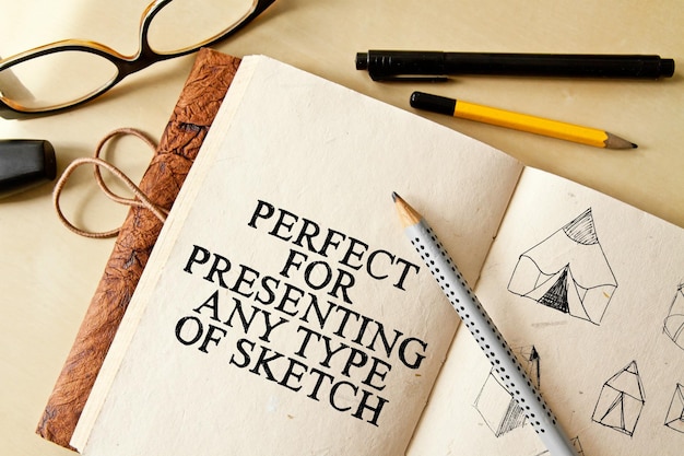 PSD drawing sketch pad mock-ups