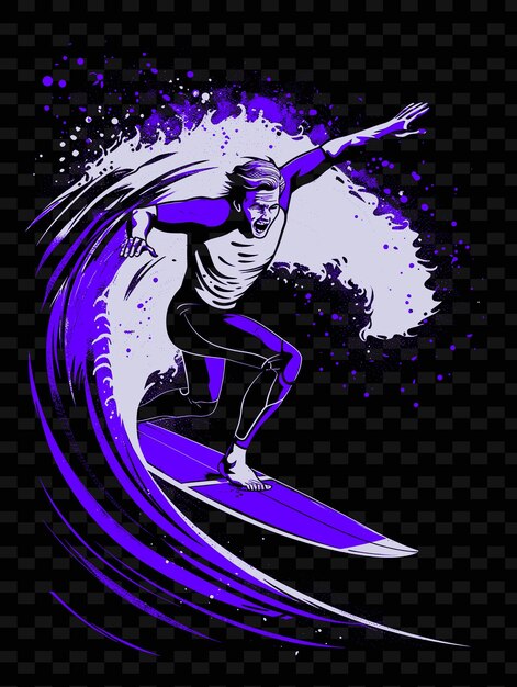 PSD a drawing of a surfer on a board with the word  the word  on it