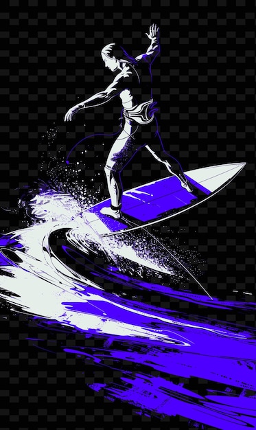 A drawing of a surfer on a board with the words  surfer  on the bottom