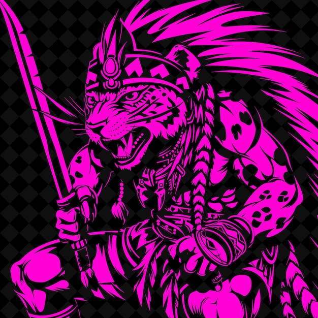 PSD a drawing of a tiger with a pink background with a tiger on it